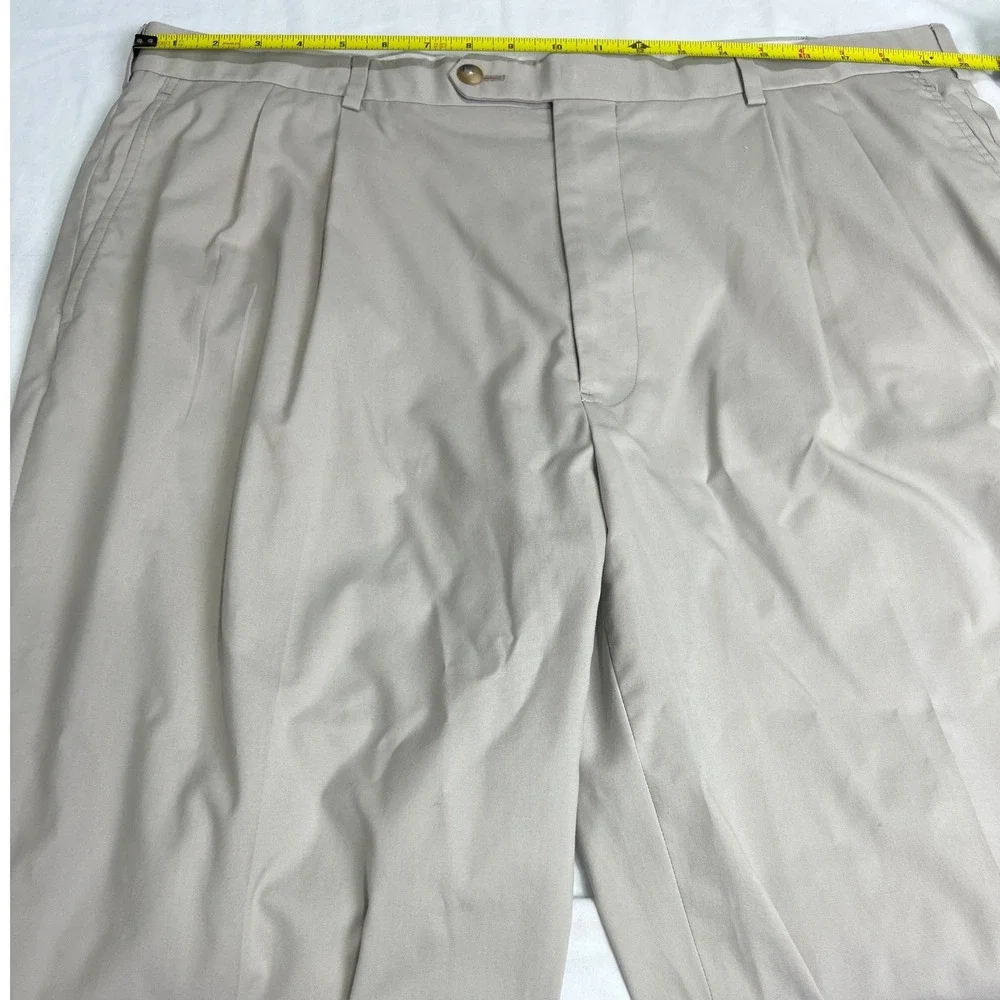 346 Brooks Brothers Chino Pants Mens 40x32 Lt. Khaki Pleated Straight  Pants A38